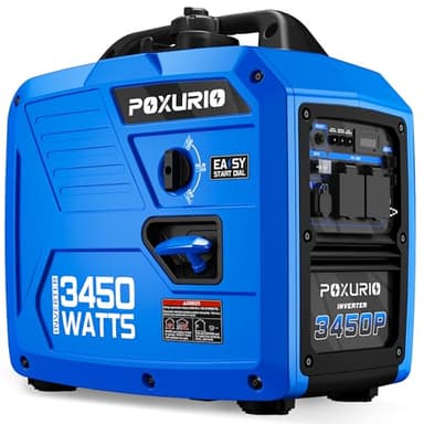 POXURIO 2450-Watt Portable Inverter Generator for Home Use, Super Quiet Small 120V Gas Generator for Camping, 1.6 Gallon Gas Tank for 8.3 Hours Use, EPA Compliant