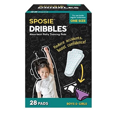 Sposie Dribbles – Turn Any Underwear Into Potty Training Underwear | Training Pads Reduce Messes and Laundry | A Faster Cleaner Easier Solution | Use with Toilets, Seats, Charts, and Stickers | 28ct