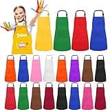 Ecoofor 24 Pieces Kids Aprons Set L for 7-13 Age Children Chef Aprons Kids Painting Aprons for Kitchen Cooking Baking