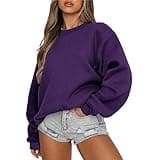 Oversized Crewneck Sweatshirts for Women Casual Loose Long Sleeve Solid Pullover Sweatshirt 2023 Fall Sweater Tops
