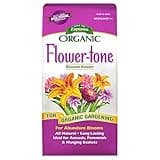 Espoma Organic Flower-Tone 3-4-5 Natural & Organic Plant Food; 4 lb. Bag; Organic Fertilizer for Flowers, Annuals, Perennials & Hanging Baskets. Blossom Booster