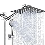 Shower Head Combo,10 Inch High Pressure Rain Shower Head with 11 Inch Adjustable Extension Arm and 5 Settings Handheld ,Powerful Shower Spray Against Low Pressure Water with Long Hose