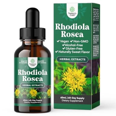 Natures Craft High Potency Rhodiola Rosea Tincture -Liquid Rhodiola Supplement for Stress Energy and Mood Support with 3% Salidrosides Rosea Extract - Vegan Non-GMO & Alcohol-Free - 2 Fl Oz