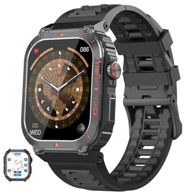 Military GPS Smart Watch for Men with Offline Map/Air Pressure/Altitude/Compass,smart Watch for Android Phones and iPhone,Waterproof Fitness Tracker with Blood Oxygen/Heart Rate/Sleep/100+ Sport Modes