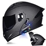 Motorcycle Bluetooth Modular Helmet DOT Approved Dual Visor Full Face Flip up Integrated Motorcycle Helmets Double Visor Helmet Built-in Dual Speaker Microphone Waterproof Adults Men Women M-XXL(C,XXL