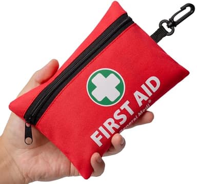 General Medi Mini First Aid Kit, 110 Piece Small First Aid Kit - Includes Emergency Foil Blanket, Scissors for Travel, Home, Office, Vehicle, Camping, Workplace & Outdoor (Red)