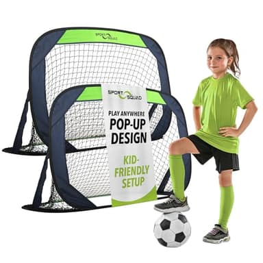 Sport Squad Portable Soccer Goal Net Set - Set of Two 4' Pop Up Training Soccer Goals with Compact Carrying Case-Easy Assembly and Compact Storage -Great for Kids and Adults, Small (SSS1001),Black