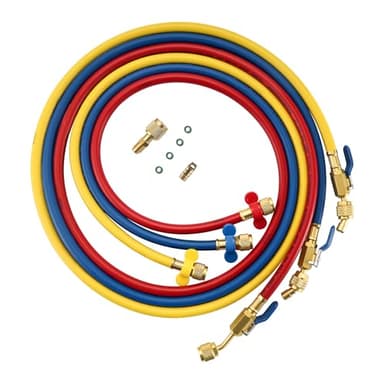 Lichamp A2L Refrigerant Hose Set with Ball Valve, 60", with 1/4" Left Handed R454B Adapter for R1234YF/R454B HVAC Systems (3-Pack)