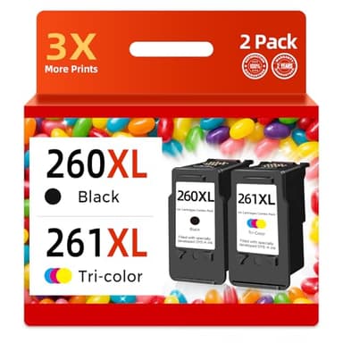260XL 261XL Compatible Replacement for Canon 260 and 261 Ink Cartridges PG-260 CL-261 XL PG260 CL261 Work with TS6420a TS6400 TS6420 TR7020a TR7020 TR7022 TS5300 TS5320 Printer Black Color Combo Pack