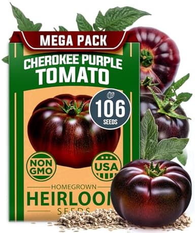 HOME GROWN Non GMO Cherokee Purple Tomato Seeds 1 Pack (Solanum lycopersicum) - 106 Seeds, Tomato for Planting - Heirloom Vegetable Seeds with High Germination Rate