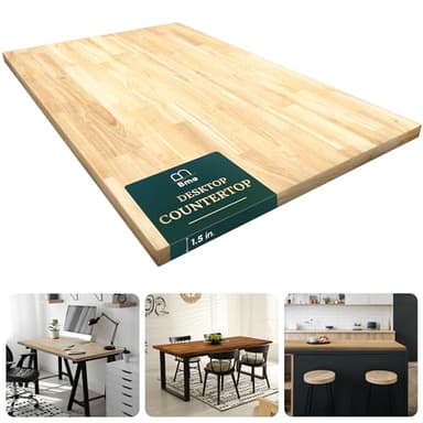 Bme Hevea Solid Wood Butcher Block Table Top, Desk top, Unfinished Butcher Block Countertop for DIY Desktop/Kitchen Countertop, 4ft L x 30"W, 1.5in Thick