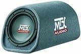 MTX AUDIO RT8PT 8 Inch 240 Watt Car Loaded Universal Powered High Performance Amplified Tube Box Vented Subwoofer Enclosure, RCA Connectivity