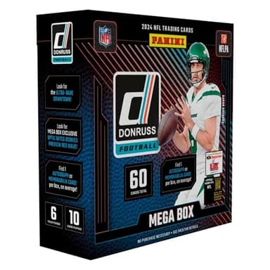 2024-25 Panini Donruss Football Mega Box – NFL Trading Cards, Retail Exclusive, 60 Cards, Rated Rookies, Autograph or Memorabilia Card