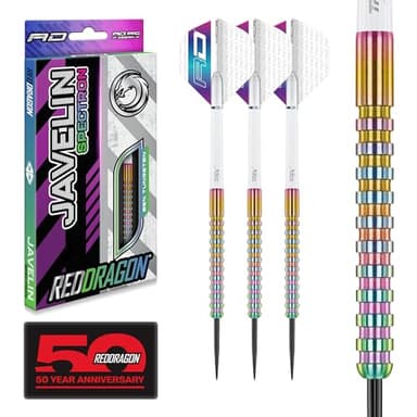 RED DRAGON Javelin Spectron 24 Gram Premium Tungsten Steeltip Darts Set with Flights and Stems