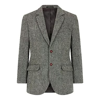 Walker and Hawkes Harris Tweed Blakemore Blazer for Men - Hand-Woven Wool Tweed Jacket with Polyester Lining, Regular Fit, Steel Gray - 44