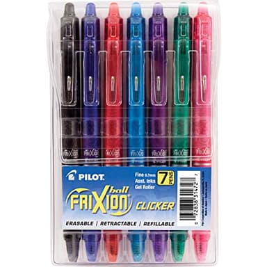 Pilot FriXion Erasable Gel Pens, Fine Point 0.7 mm Erasable Pens, Pack of 7 Assorted Colors