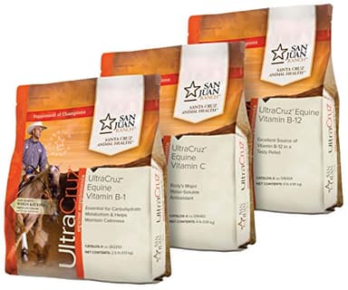 UltraCruz Equine Vitamins B-1 (2.5 lb), B-12 (4 lb) & C (4 lb) Horse Supplement Pellet Bundle