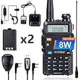 BaoFeng UV-5R 8 Watt Ham Radio BaoFeng Radio with Extra 1800mAh Battery and 771 Antenna Dual Band Ham Radio Handheld Includes Full Kit Walkie Talkie