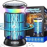 GTERT Solar Bug Zapper Outdoor, Electric Bug Zapper, 6000mAh Rechargeable Mosquito Zapper, Cordless Fly Zapper, 4 Modes Waterproof Insect Zapper for Home Garden Patio Backyard Camping