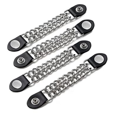Diamond Plate 4-Piece Vest Extender Set - Faux Leather Ends, Nickel Button - 6.5 Inch Extensions