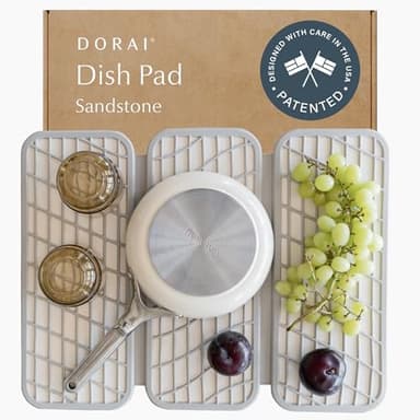 Dorai Home Dish Pad – Quick-Dry Diatomite Stone Drying Mat for Kitchen Counter, 19.9" x 15.2" x 0.52", Sandstone