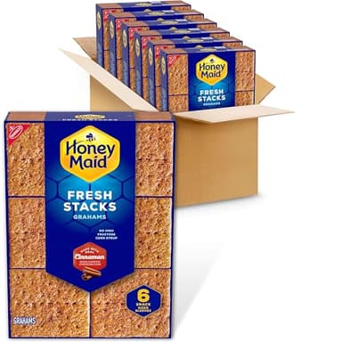 HONEY MAID Fresh Stacks Cinnamon Graham Crackers, Bulk Travel Snacks, 6 Boxes (36 Multi Snack Packs)