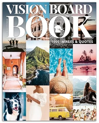 Vision Board Book Magazine for Women - 1000+ Diverse Pictures, Quotes, Self-discovery Exercises | Complete Collage Clip Art Supplies Kit for Adults | Ideal for Vision Mood Board Party & Manifestation