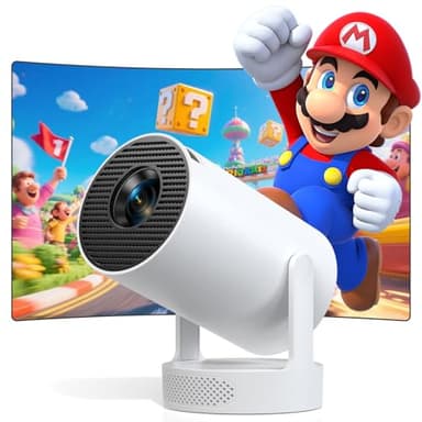 Smart Mini Projector with Android 11 & 5000+ Apps, 4K Supported Full HD 1080P, 20000 Lumens, Wi-Fi 6 & Bluetooth 5.0, 180° Rotatable Home Cinema Projector with Auto Keystone & HiFi Speakers