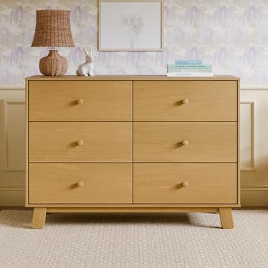 Babyletto Hudson Modern 6-Drawer Assembled Double Dresser in Honey, Greenguard Gold Certified
