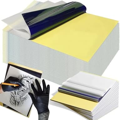 Emalla Tattoo Transfer Paper 100 Sheets, Thermal Stencil Paper for Tattooing A4 Professional Tracing with Crisp Transfer 4 Layer Stencil Paper 8.27" x 12" Tattoo Supplies for Studios & Beginners