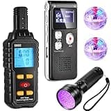 Dunzy 7 Pcs Ghost Hunting Equipment Kit Includes 1 Pcs 8gb Audio Recorder 1 Pcs Emf Meter Magnetic Field Detector 4 Pcs Ghost Hunting Cat Balls 1 Pcs UV Black Light Flashlight for Ghost Hunting