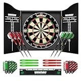 Winmau Masters Pro Premium Bristle Dartboard and Cabinet Set - Includes Dart Board, Darts, Flights, Shafts and Oche Strip - Professional Steel Tip Dartboard Set for Adults