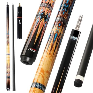 Banly Carbon Fiber Pool Cue – YFeng 58inch Pro Taper Cue Stick with 7.87" Extension, 19oz Low-Deflection Pool Cue Stick, Premium Canadian Maple Cue Stick, 12.5mm Tip-Competition Level