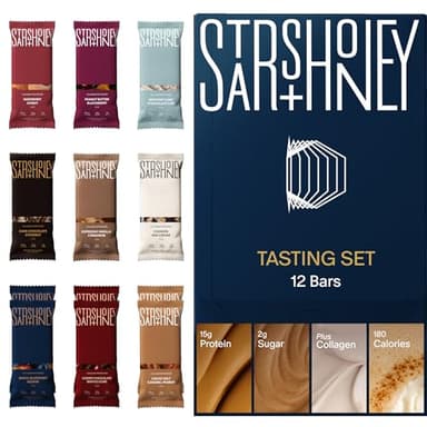 Stars + Honey Protein Bars, Tasting Set, 14-15g Protein, 1-3g Sugar, with Collagen Peptides, Dairy Free, Soy & Gluten Free Snacks for Adults, Keto Friendly, No Seed Oils or Sugar Alcohols, 12 Pack