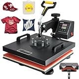 VEVOR 2 in 1 Heat Press 15x15 Inch 360° Swing Away Digital Tshirt Press Machine with 6x3 Inch Hat Press, Multifunction Combo for T Shirt Hat Cap Pillow Bag, 2in1-Black