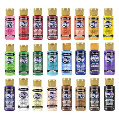 DecoArt Americana Acrylic Paint Set – Starter Set, 24 Bottles (2 fl oz) – Art and Craft Acrylic Paints for Canvas, Wood, and More