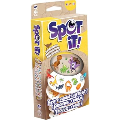 Spot It! Dinosaurs Card Game - Fast-Paced Matching Fun with Prehistoric Creatures, Easy to Learn Family Game for Kids & Adults, Ages 4+, 2-8 Players, 15 Minute Playtime, Made by Zygomatic