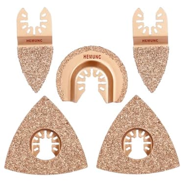 5pcs Mixed Universal Carbide oscillating Tool Blades Set for Tile Grout Mortar Concrete Masonry