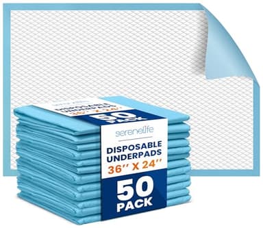 Disposable Underpads | 50 Count Incontinence Pads for Pets, Babies, Kids & Adults | Super Absorbent & Leak-Resistant | 36 x 23 Inch Chuck Pads | Water-Resistant PE Backsheet
