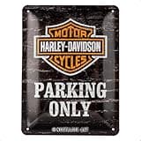 Nostalgic-Art Retro Tin Sign – Harley-Davidson Parking Only – Gift idea for motorcycle fans, Metal Plaque, Vintage design for decoration, 15 x 20 cm