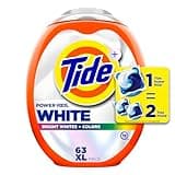 Tide Power PODS Plus Ultra OXI White and Bright Laundry Detergent, Advanced Stain Removal and Whitening Power, 63 Count