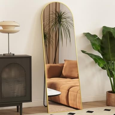 Arched Mirror Full Length, Upgraded 16"x59" Body Wall Mirrors with Shatter-Proof Glass, Floor Standing, Hanging or Leaning, Tall Arch Mirror with Stand Aluminum Alloy Frame for Bedroom Cloakroom