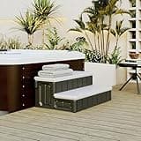 KUAFU Universal Spa Hot Tub Steps with Storage, 350lbs Load Capacity, Outdoor Indoor Compartment, Spa Steps, Slip Resistant Striped, Light Gray+Black, 36inch