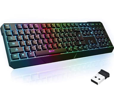 KLIM Chroma Wireless Keyboard – RGB Backlit Gaming, Rechargeable Battery, PC Keyboard, Durable & Water-Resistant, Compatible with PS4, PS5 & Mac - Black