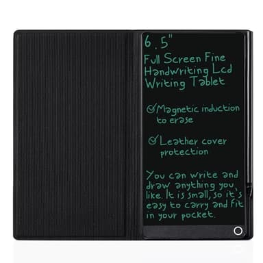 LCD Writing Tablet for Adult: Mini 6.5 Inch Full Screen Digital Notepad with Hall Switch and Tablet Case Reusable Writing Pad Portable Use for Office Study Teaching