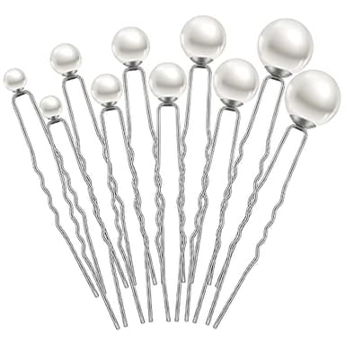 32 Pieces Wedding Pearl Hair Pins Bridal Pearl Rhinestone Hair Pins Hair Accessories U Shape Barrette for Bride Bridesmaid Women Girls (Silver)