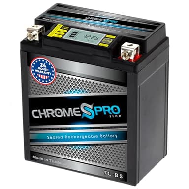 Chrome S Pro iGel YTX7L-BS Battery – 85 CCA, Gel Electrolyte, LED Display, 12V 6Ah – Fits ATV, Motorcycle, Scooter, Jet Ski, Dirt Bike, UTV, Snowmobile & More – T3 Nut & Bolt Terminal