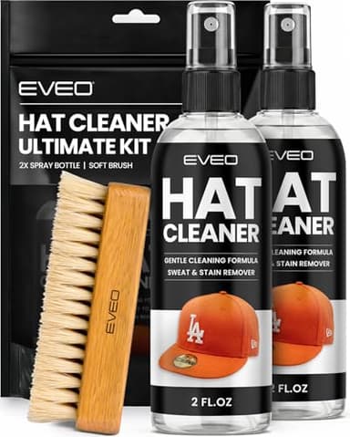 Hat Cleaner for Baseball Caps - (2 Pack) Hat Cleaning Kit Sweat Stain Remover, Hat Cleaner Kit for Felt hats, Cowboy & Caps- Hat Saver Spray & Hat Cleaner Spray, Hat Cleaning Brush & Hat Deodorizer