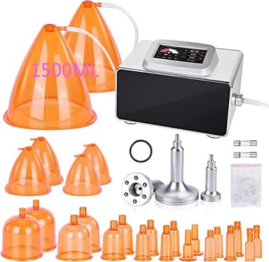 Meifuly Vacuum Therapy Machine with 1500ML Large Cups, Vacuum Cupping Machine, Vacuum Cupping Therapy Sets with 24 Vacuum Cups and 3 Guasha, 0-60 cmHg