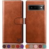 SUANPOT for Google Pixel 6 Pro 5G with RFID Blocking Wallet case Credit Card Holder,Flip Book PU Leather Phone case Shockproof Cover cellphone Women Men for Google Pixel 6Pro case Wallet (Light Brown)